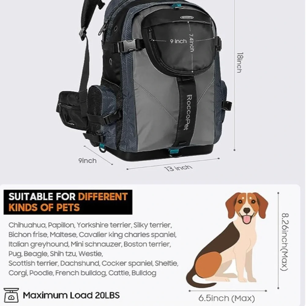 ROCCOPET Dog Carrier Backpack, Pet Carrier